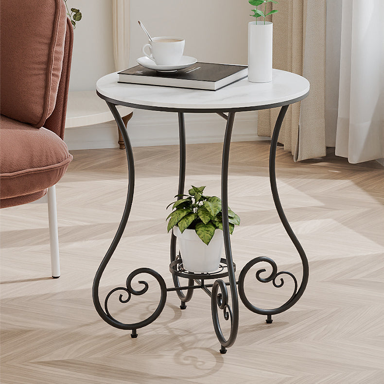 Nordic Round Slab Iron Steel End Table — Gold / Black