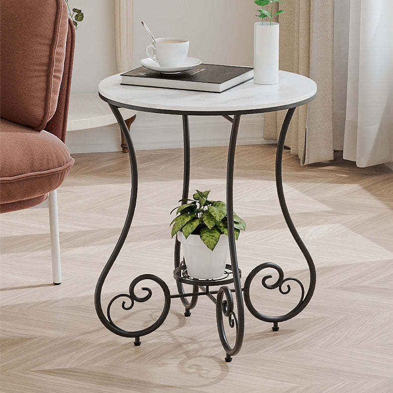 Nordic Round Slab Iron Steel End Table — Gold / Black