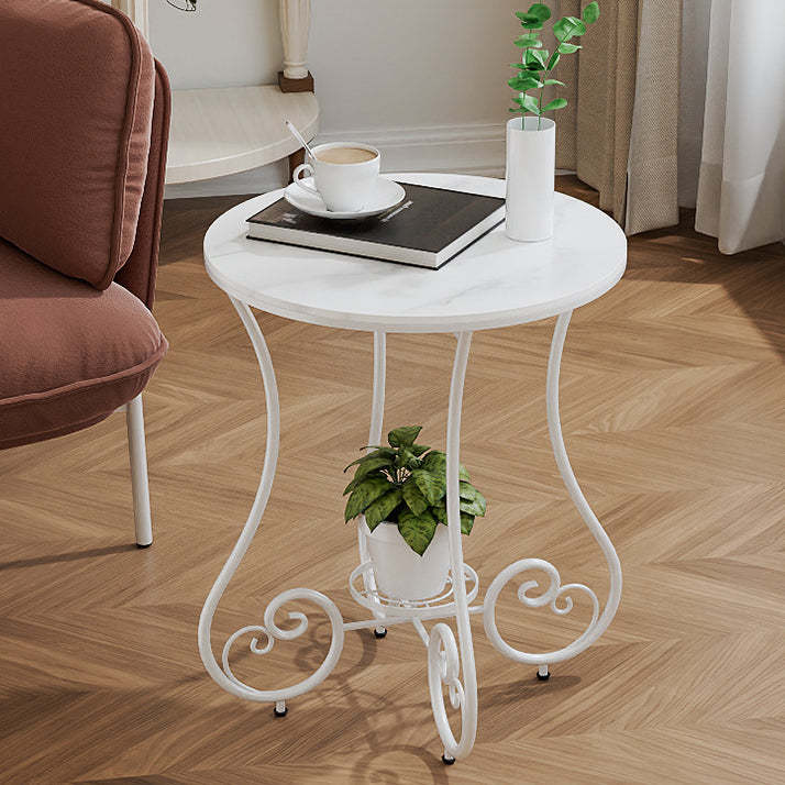 Nordic Round Slab Iron Steel End Table