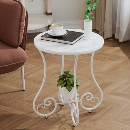Nordic Round Slab Iron Steel End Table