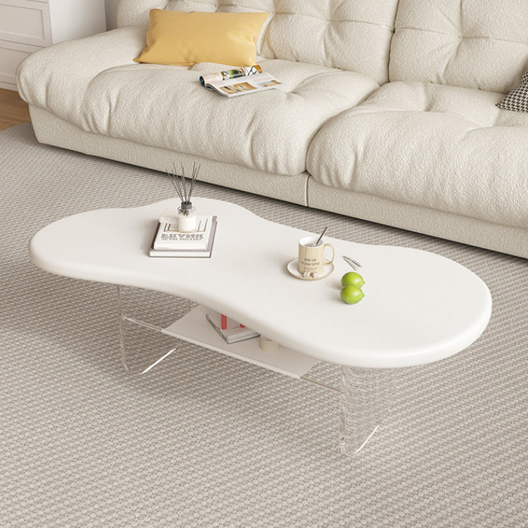 Minimalist Cloud Acrylic Leather Coffee Table — White