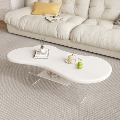 Minimalist Cloud Acrylic Leather Coffee Table — White