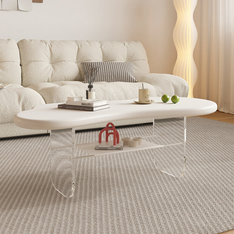 Minimalist Cloud Acrylic Leather Coffee Table — Orange