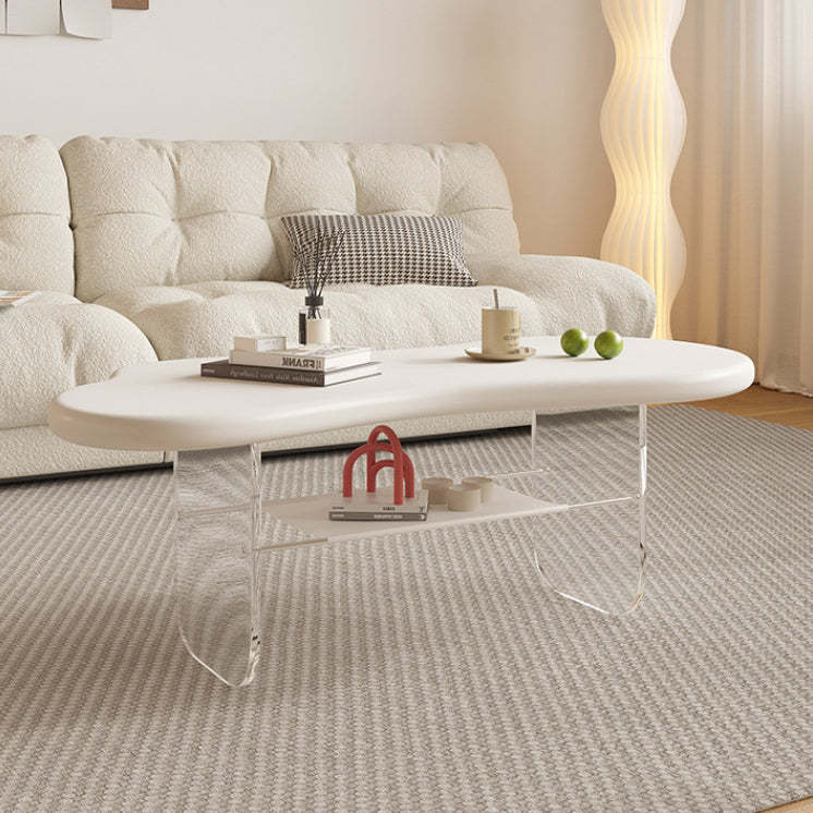 Minimalist Cloud Acrylic Leather Coffee Table — Orange