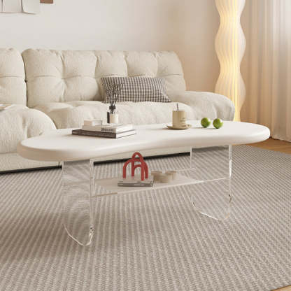 Minimalist Cloud Acrylic Leather Coffee Table — Orange