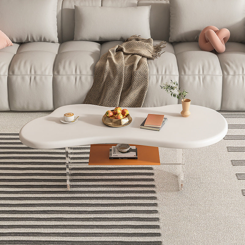 Minimalist Cloud Acrylic Leather Coffee Table — White