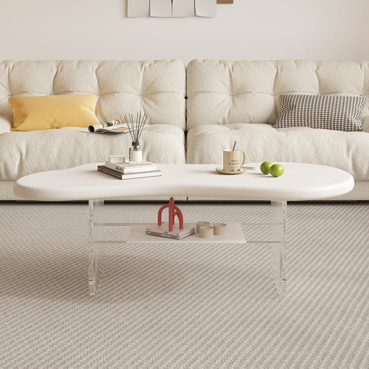 Minimalist Cloud Acrylic Leather Coffee Table — Orange