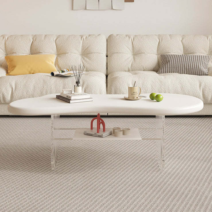 Minimalist Cloud Acrylic Leather Coffee Table — Orange