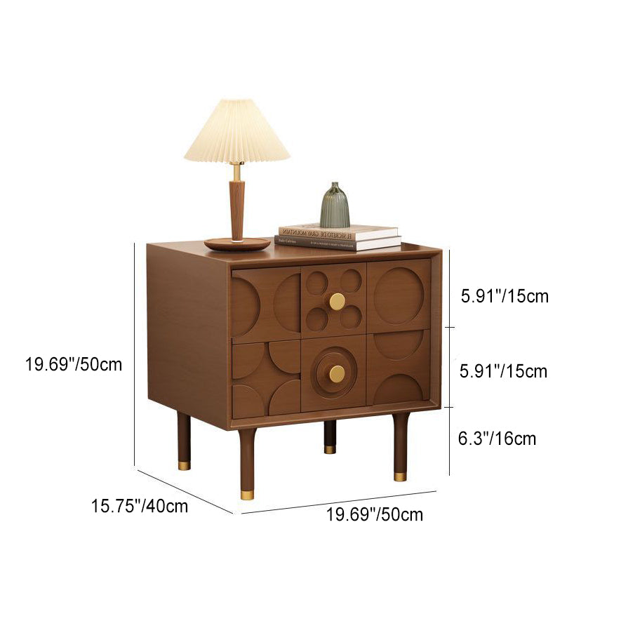 Retro Arabesque Wood Stainless Steel Nightstand