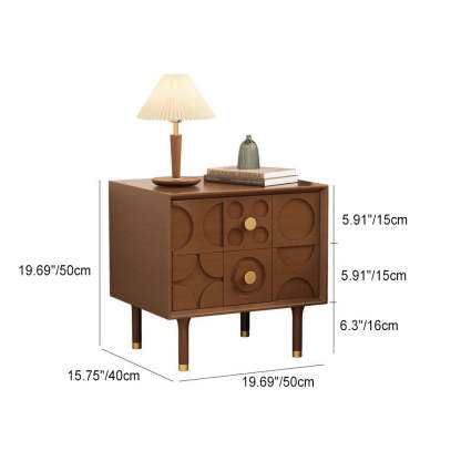 Retro Arabesque Wood Stainless Steel Nightstand