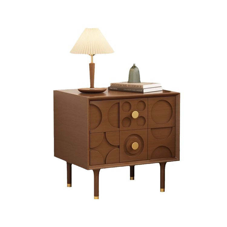 Retro Arabesque Wood Stainless Steel Nightstand