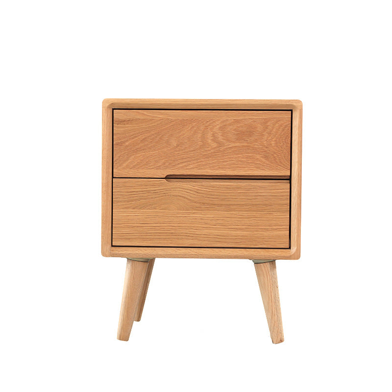 Minimalist Solid Wood 2-Drawer Nightstand