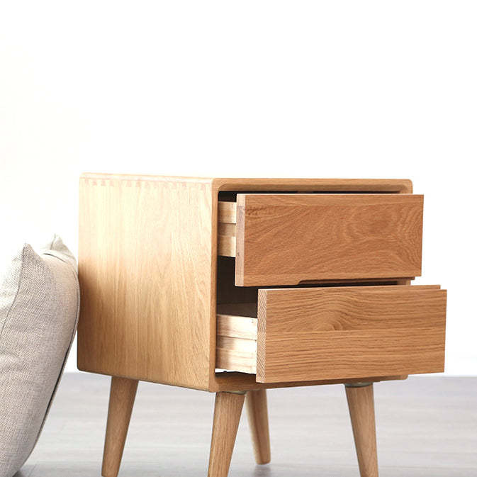 Minimalist Solid Wood 2-Drawer Nightstand