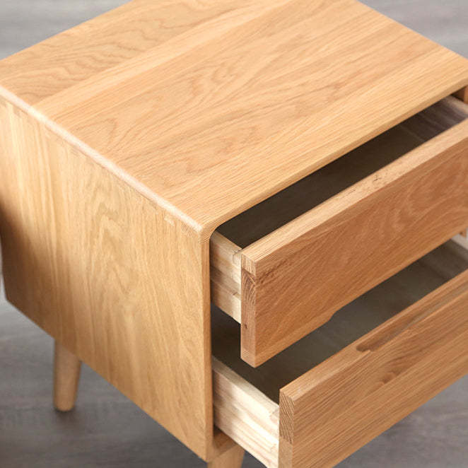 Minimalist Solid Wood 2-Drawer Nightstand