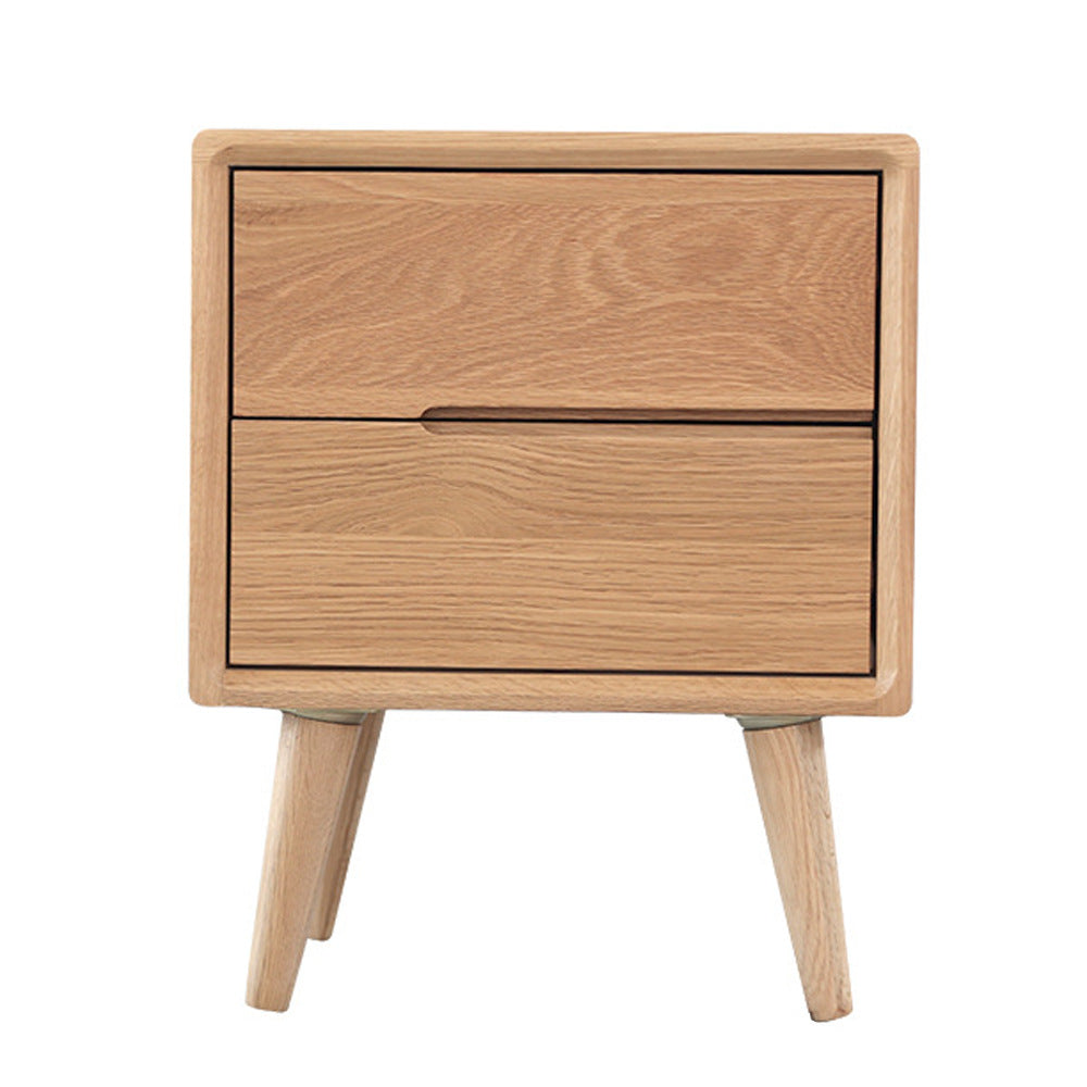 Minimalist Solid Wood 2-Drawer Nightstand