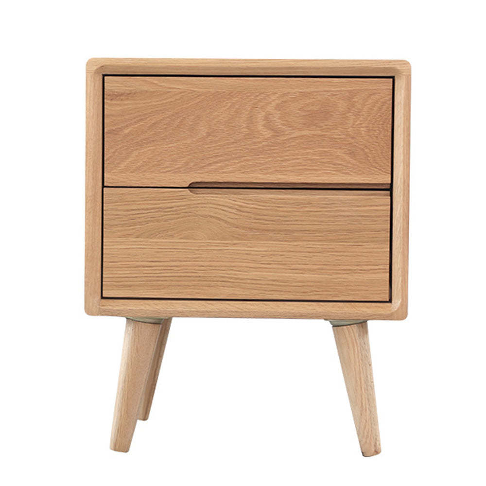 Minimalist Solid Wood 2-Drawer Nightstand