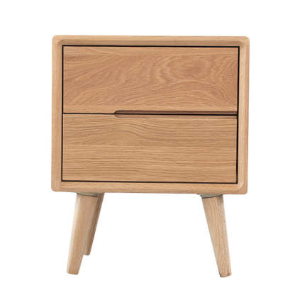 Minimalist Solid Wood 2-Drawer Nightstand