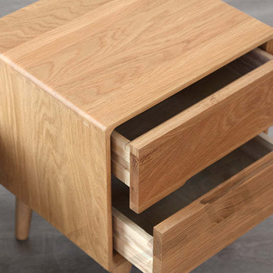 Minimalist Solid Wood 2-Drawer Nightstand