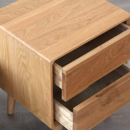 Minimalist Solid Wood 2-Drawer Nightstand