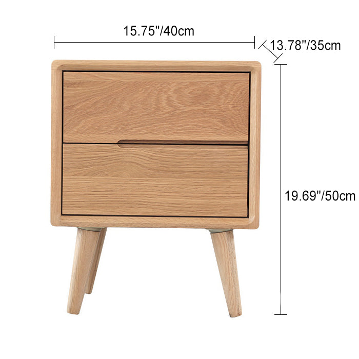 Minimalist Solid Wood 2-Drawer Nightstand
