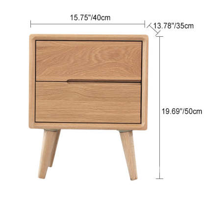 Minimalist Solid Wood 2-Drawer Nightstand