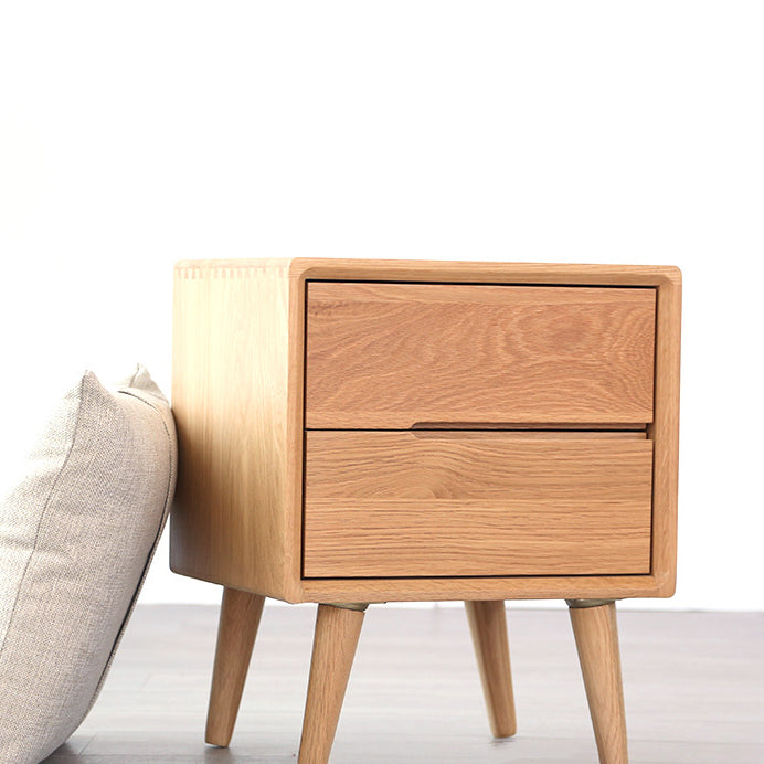 Minimalist Solid Wood 2-Drawer Nightstand
