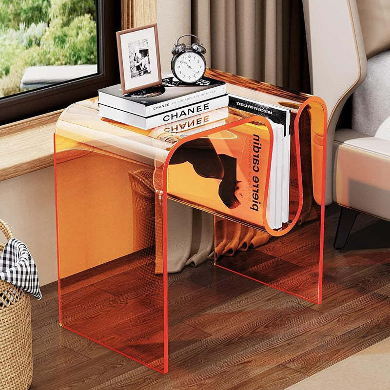 Minimalist M-Shaped Acrylic End Table — Black