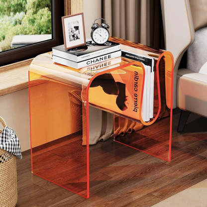 Minimalist M-Shaped Acrylic End Table — Black