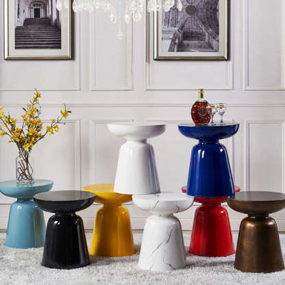 Scandinavian Round Stackable End Table — White