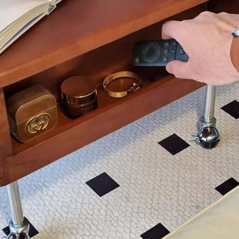 Retro Rubber Wood Liftable 2-Storage Coffee Table