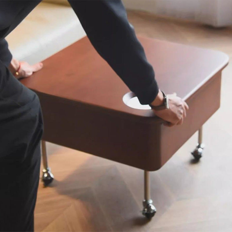 Retro Rubber Wood Liftable 2-Storage Coffee Table