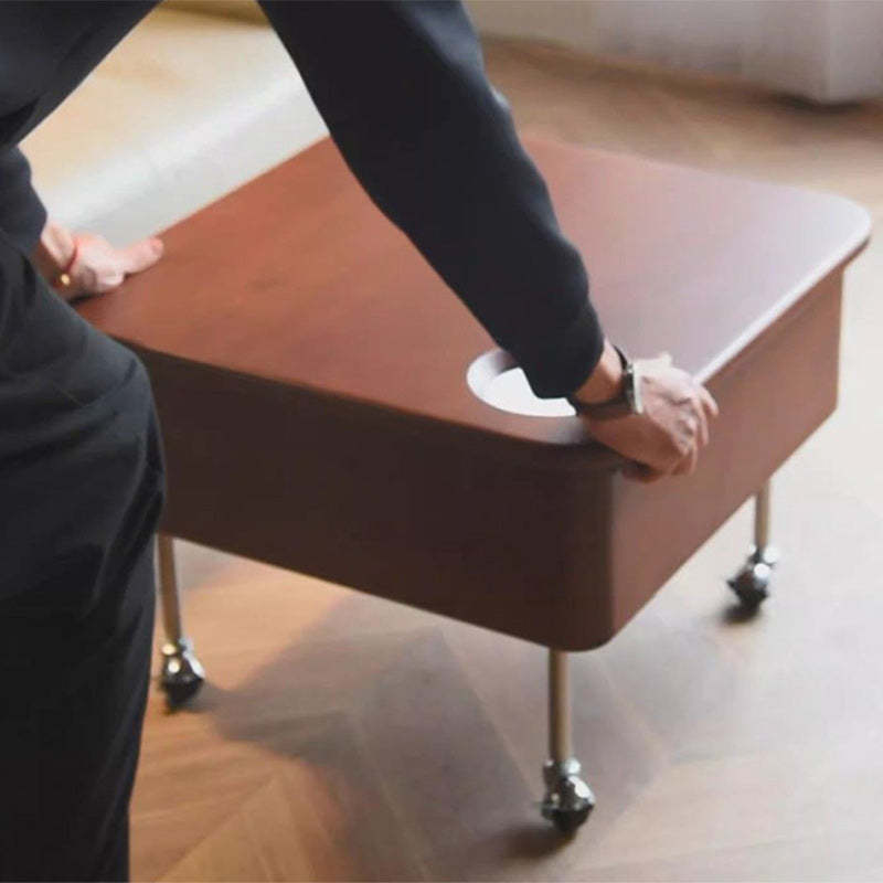 Retro Rubber Wood Liftable 2-Storage Coffee Table