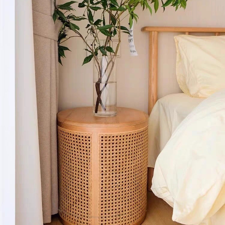 Japanese Rubber Wood Imitation End Table 1-Storage