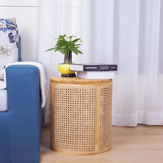 Japanese Rubber Wood Imitation End Table 1-Storage — Wood Color