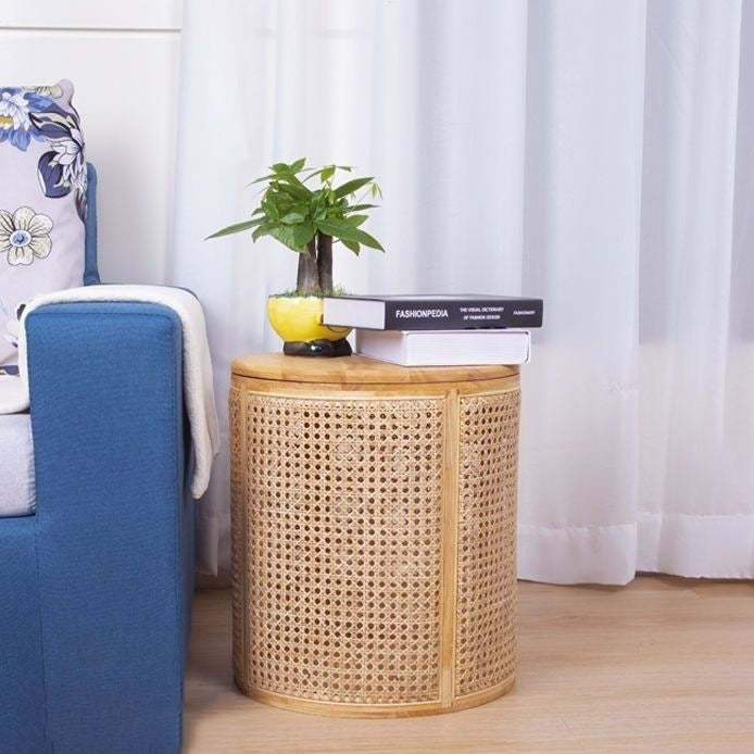 Japanese Rubber Wood Imitation End Table 1-Storage — Wood Color