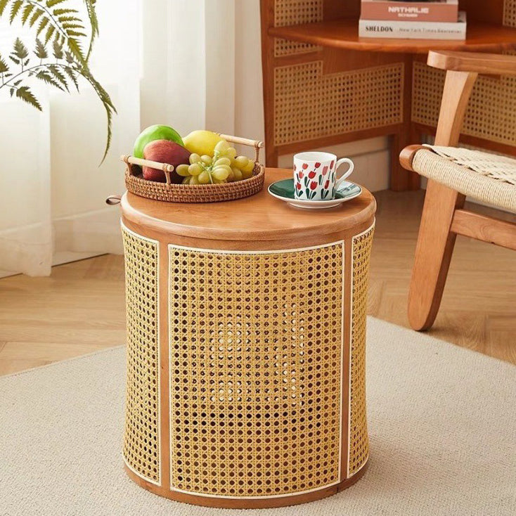 Japanese Rubber Wood Imitation End Table 1-Storage