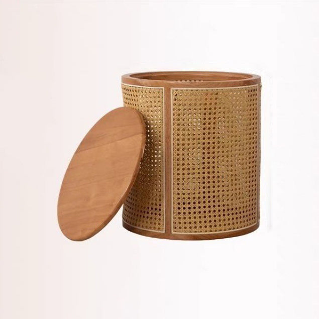 Japanese Rubber Wood Imitation End Table 1-Storage