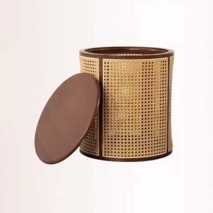 Japanese Rubber Wood Imitation End Table 1-Storage