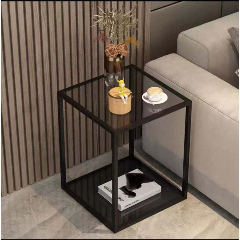 Minimalist Reinforced Glass Iron End Table