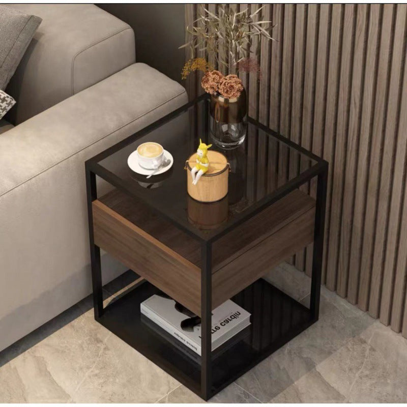 Minimalist Reinforced Glass Iron End Table