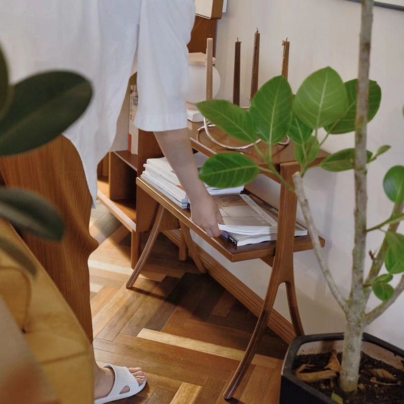Retro Y-Frame Wood Iron Side Table