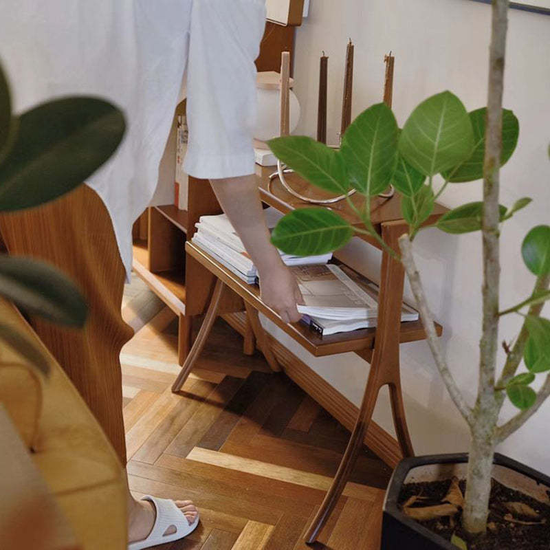 Retro Y-Frame Wood Iron Side Table