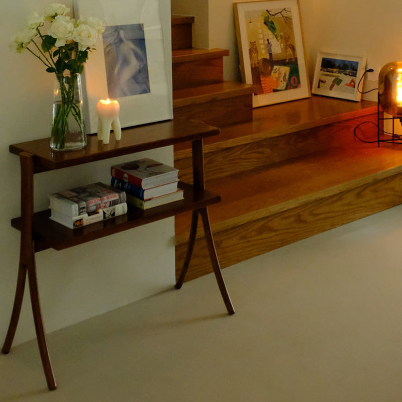 Retro Y-Frame Wood Iron Side Table