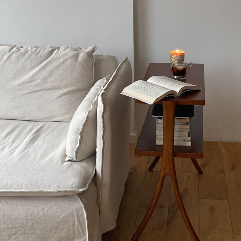 Retro Y-Frame Wood Iron Side Table