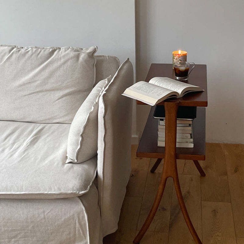 Retro Y-Frame Wood Iron Side Table
