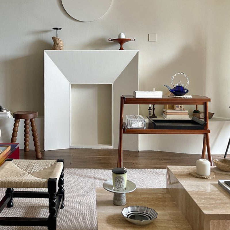 Retro Y-Frame Wood Iron Side Table