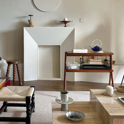 Retro Y-Frame Wood Iron Side Table