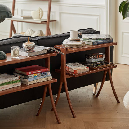 Retro Y-Frame Wood Iron Side Table