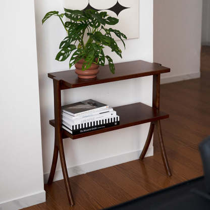 Retro Y-Frame Wood Iron Side Table