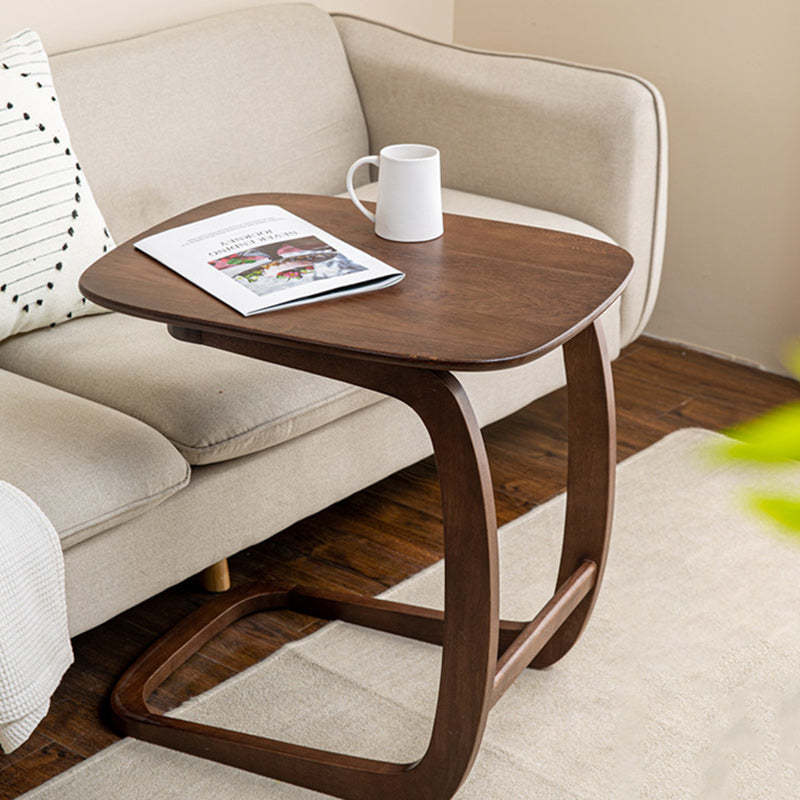 Minimalist c-shape end walnut end & side tables — Without Wheels